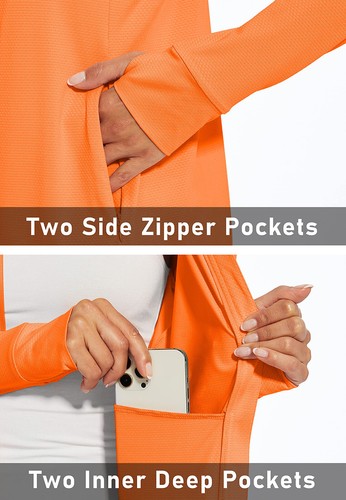Women's UPF50+ Sun Protection Jacket Full-Zip Up Long Sleeve Lightweight Shirts - Picture 6 of 103