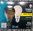 Ecosmart 40W A19 bright white 3000k Thinner Filament Clear LED Bulb 2 Pack