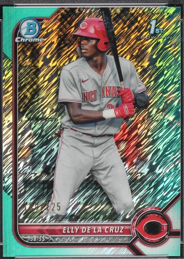 2022 Bowman Chrome 1st  Elly De La Cruz #BCP-50 Aqua Shimmer Refractor /125