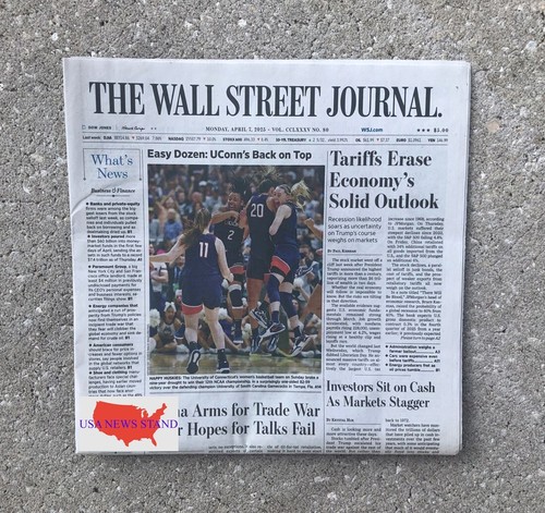 WALL STREET JOURNAL - MONDAY APRIL 7, 2025 (WOMENS NCAA CHAMPIONS - UCONN)