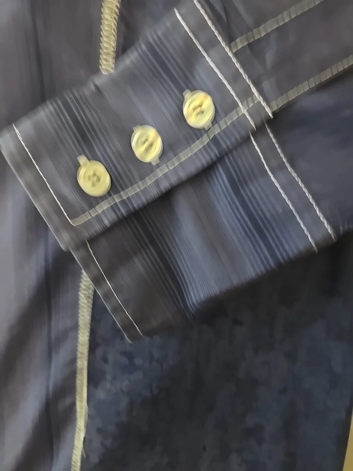 7 Rizzoli Italy Button Up Men's Shirt  Size XL Blue Stripes/floral - Изображение 4 из 4