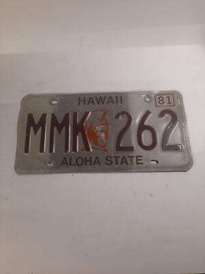 1991 Tag Hawaii WARRIOR License Plate #MMK 262