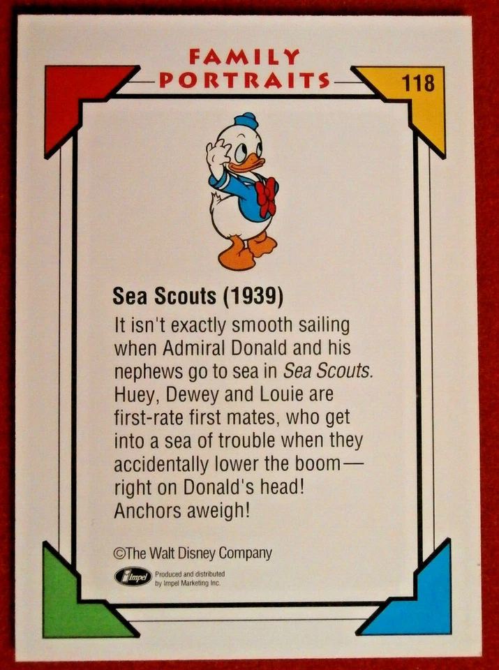 Disney COLLECTOR CARDS - Card #118 - SEA SCOUTS - IMPEL 1991 - DONALD DUCK - Image 2 of 2