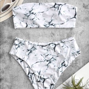 marble high waisted bikini