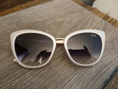 QUAY Women's Honey  1212  Polished Cream / Gold Gradient Sunglasses NEW Cat eye 