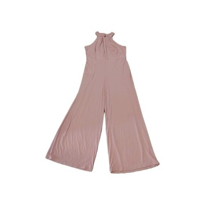 NEW Nina Leonard Romper Womens Large Sleeveless Wide Leg Pants Outfit 1pc Pink L