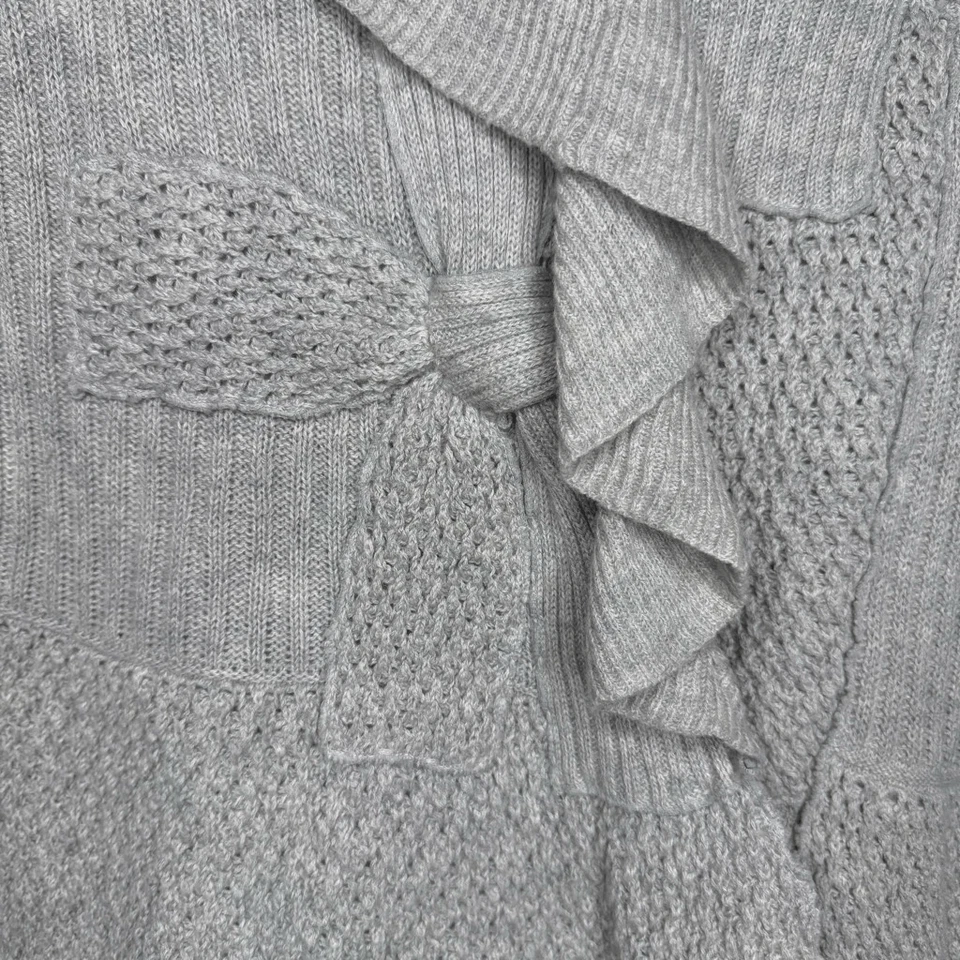 Cárdigan Suéter Chalet Gris Mezcla Lana Volantes Mezcla Puntada Detalle Lazo Talla XL Foto 4 de 4