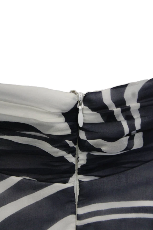 Milly Women Sundress Knee-Length Silk Geometric Dark Blue Size 6 - Image 4 of 4