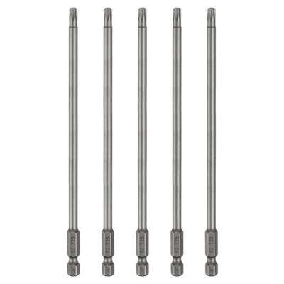 5pcs T25 Torx Head Screwdriver Bit 1/4'' Hex Shank 6'' Long Magnetic No Hole Tip