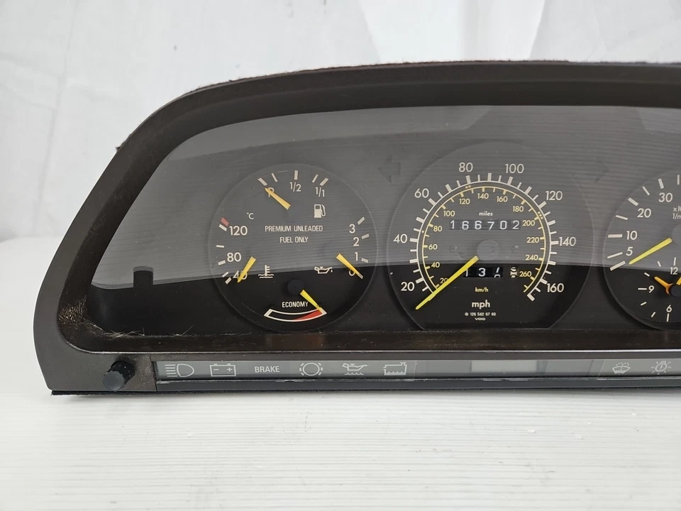 1986-1991 Mercedes Benz W126 420SEL 560SEL SEDAN Instrument Gauge Cluster 166k - Image 2 of 4