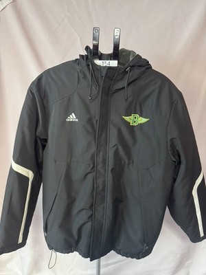Adidas ClimaProof Mens Large Black Hooded Jacket Heavy Insulated Coat