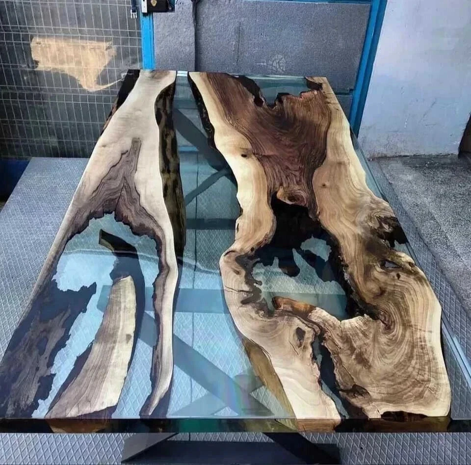 60" x 30" Live Edge Walnut Epoxy Dining Table | Custom Handmade Resin River Top - Image 3 of 4
