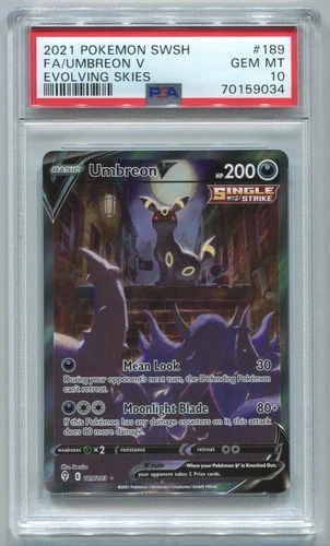 2021 POKEMON SWORD & SHIELD EVOLVING SKIES #189 FULL ART/UMBREON V PSA 10