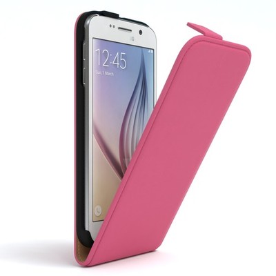 Tasche für Samsung Galaxy S6 Flip Case Schutz Hülle Handy Cover Pink