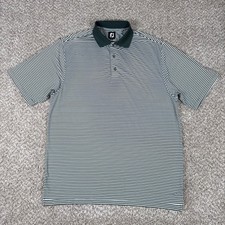 FootJoy Golf Polo Shirt Mens Large Green White Striped Short Sleeve Performance
