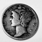 1934-D LIBERTY MERCURY 90% SILVER DIME CIRCULATED COIN #5321