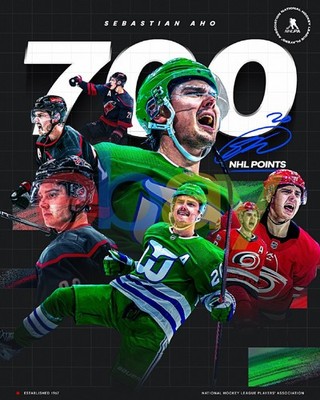 Sebastian Aho 700 Career Points Collage Carolina Hurricanes 8x10 NHL Photo