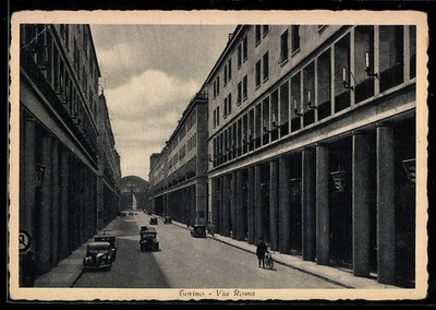 Ansichtskarte Torino, Via Roma con auto d´epoca e colonne imponenti 