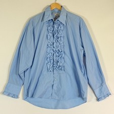 Tabi's Characters Medium Shirt Blue Men Ruffle Tuxedo Disco Theater Cosplay