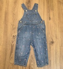 Gap Overalls Jean Denim Embroidered Hearts Girls Toddler 18-24M