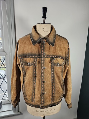 Vintage Stars & Stripes Western Leather Jacket Men's Large Indian Cowboy Style