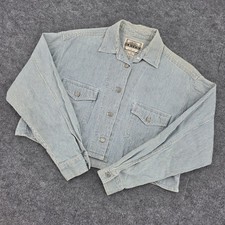 Vintage 1994 Levis Hickory Stripe Cropped Denim Jacket Blue White 47929-9899 M