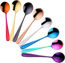 8-Piece 18/10 Stainless Steel Table Spoons, 7 Inch Soup Spoons for Cereal, De...