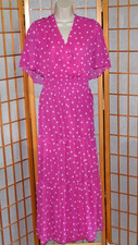 NWT Danny & Nicole Magenta Polka Dot Lined Smocked&Tiered Maxi Dress Sz. 16W