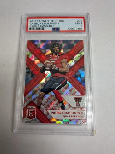 2018 Panini Elite Draft Picks Patrick Mahomes Aspirations Red /49 PSA 9