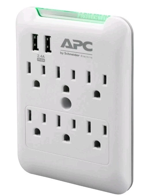 APC SurgeArrest 6-Outlet Wall-Tap Surge Protector w/ 5V 2.4A USB Ports ( 6pack) - Image 2 of 4