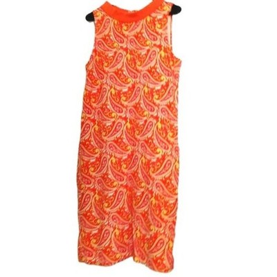 Talbot's Orange and Yellow Paisley Column Dress