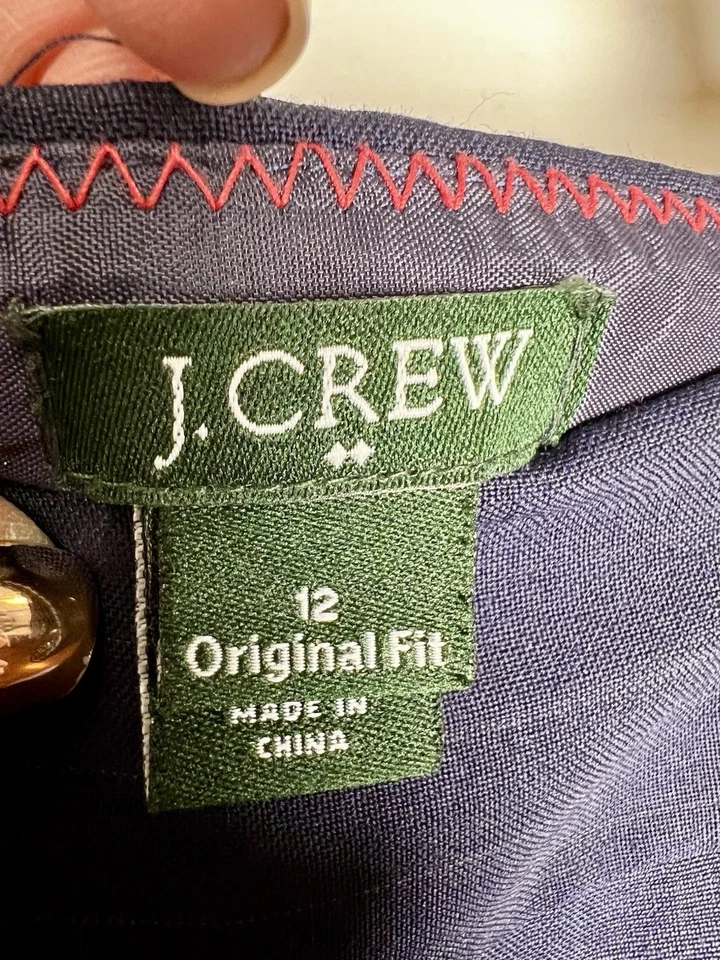 J. Crew в тонкую полоску шерсти карандаш юбка карьера бизнес женщин размер 12 темно-синий - Изображение 4 из 4