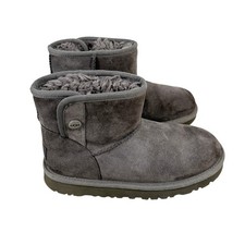 UGG Kids Classic Mini II Boots Grey Suede Sheepskin Lined Size 3