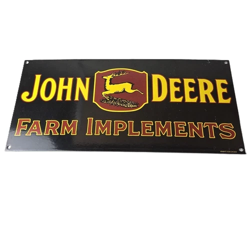 Vintage John Deere Porcelain Sign - Farm Implements Tractor Gas Pump Sign