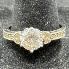 Sterling Silver Round CZ Open work Engagement Ring Size 10 4 Grams Z5