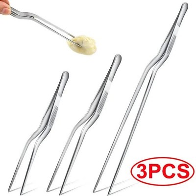 3/1pcs Stainless Steel Kitchen Tweezers   Bbq Food Clip Tongs for Cooking