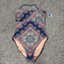Trina Turk Print Bandeau 1 Piece Swimsuit Size 6 NEW