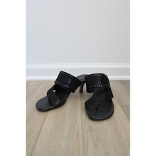 Donald J Pliner Ruge Black Textured Kitten Heel Slide Sandals Women 7M