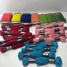 Vintage Bucilla  D  M  C Needlepoint Crewel Wool, Laine Tapisserie Lot Of 34