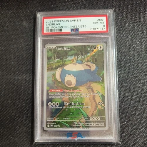 PSA ERROR Snorlax -  051 Sv: Scarlet & Violet Promo Cards.  PSA 8
