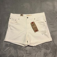 Levi's Mid Length Distressed Denim Shorts Women's Size 31 White NWT