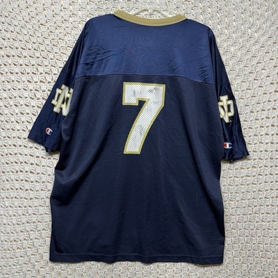 Vtg Champion Notre Dame Fighting Irish Jersey Mens 52 Blue #7 Mesh