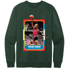 NEW Retro Kings MJ ROOKIE CARD FOREST GREEN Crew Sweater SM-4XLARGE MADE IN USA