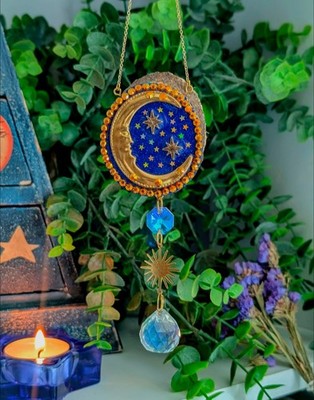 Celestial Crescent Moon Sun Catcher, Vintage 90s Inspired, Whimsigoth,...