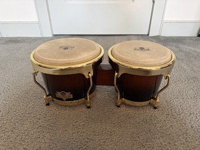 LP Latin Percussion Caliente Bongos Black with Gold Hardware