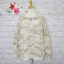 Victoria's Secret PINK VARSITY Half Zip Sweatshirt White Tiger Camo size XL