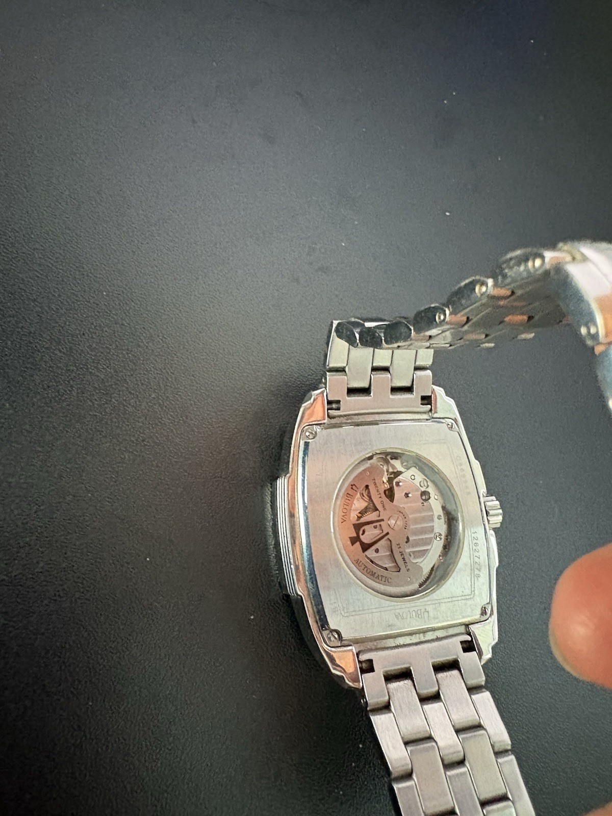 Bulova Automatic Rectangle Skeleton Dial Silver S… - image 3