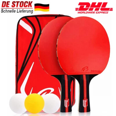 BOLIPRINCE Tischtennis Set 2X Tischtennisschläger Set mit 3X Bällen & 1X Tragetasche TOP!