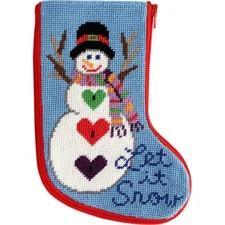 Stitch & Zip Snowman Let it Snow Mini Stocking Needlepoint Kit
