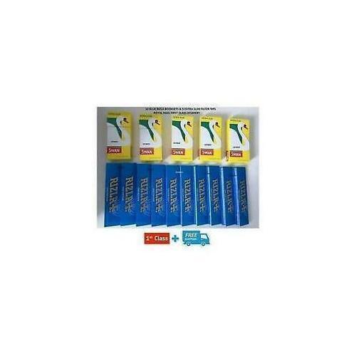 10 Rizla Kingsize Blau Slim Broschüren & 5 Volle Packung Swan Extra Dünn Filter - Bild 1 von 7
